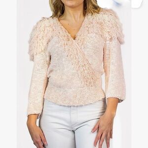 Sideeffects Women’s Vintage Handcrochet Cream Sweater V Neck Textured Adds Sz M